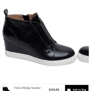 Leather black wedge sneakers EUC